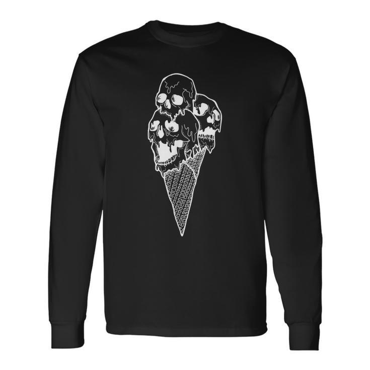 Creepy Skulls Icecream Horror Halloween Halloween Long Sleeve T-Shirt