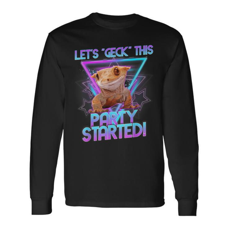 Crested Gecko Let's Geck This Party Started Long Sleeve T-Shirt