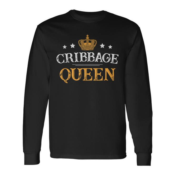 Cribbage Queen Board Card Game Player Gamer Long Sleeve T-Shirt