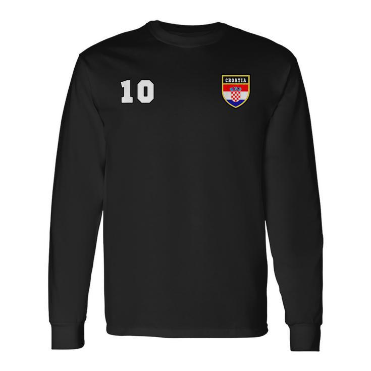 Croatia Number 10 Soccer Flag Football Zagreb Long Sleeve T-Shirt T-Shirt