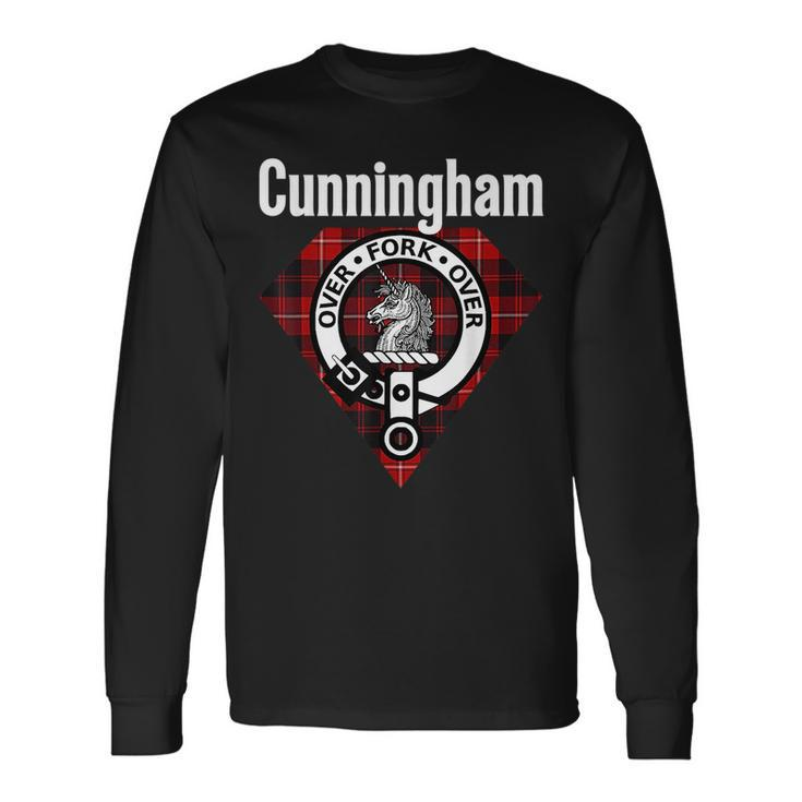 Cunningham Clan Scottish Name Coat Of Arms Tartan Long Sleeve T-Shirt
