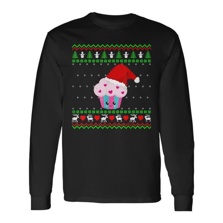 Cupcake Ugly Christmas Sweater Long Sleeve T-Shirt