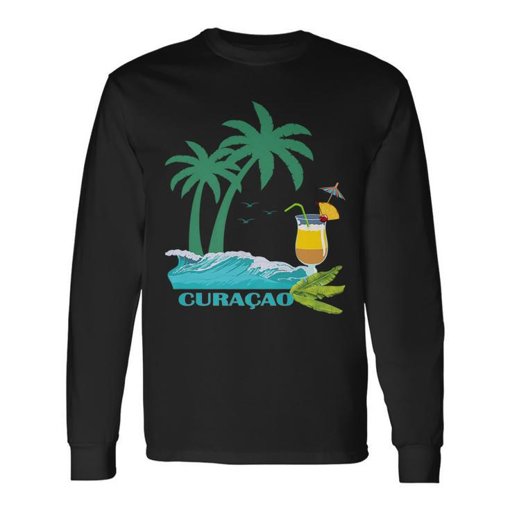 Curacao Palms Cocktail Caribbean Beach Island Souvenir Curacao Long Sleeve T-Shirt T-Shirt