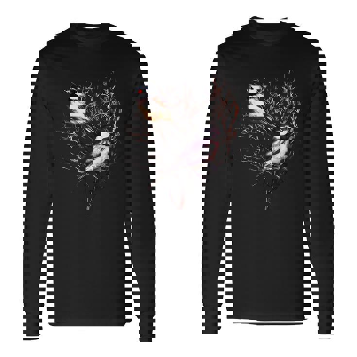 Cute Black Capped Chickadees In Branches Long Sleeve T-Shirt Gifts ideas