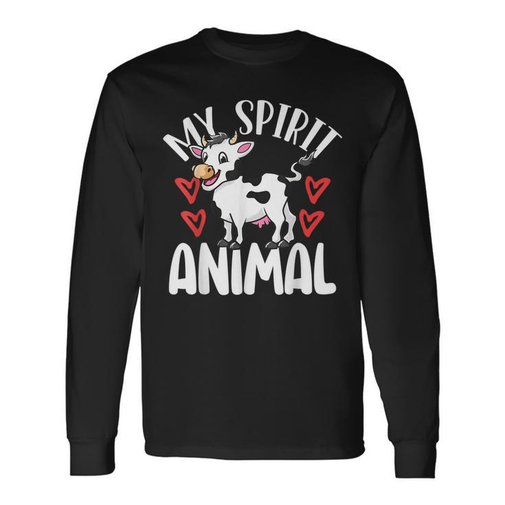 Cute Cows Are My Spirit Animal Colorful Cow Cattle Lover Long Sleeve T-Shirt T-Shirt