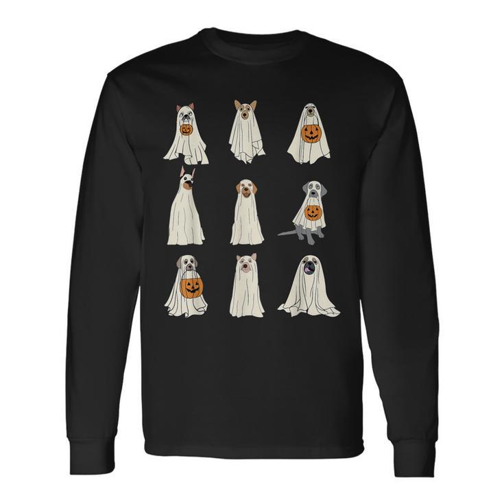 Cute Ghost Dogs Dog Halloween Outfit Costumes Long Sleeve T-Shirt