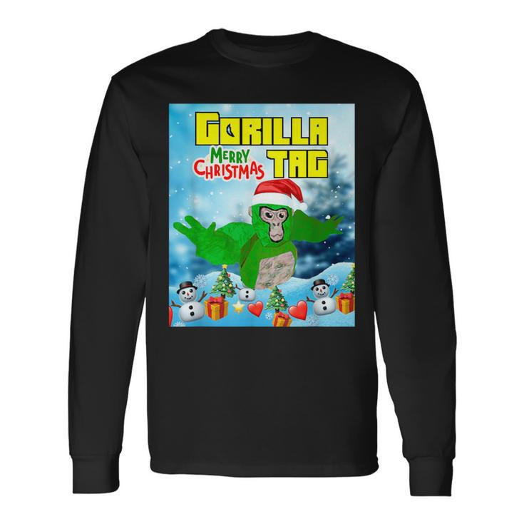 Cute Gorilla Tag Monke Vr Gamer Holidays Christmas Day Long Sleeve T-Shirt