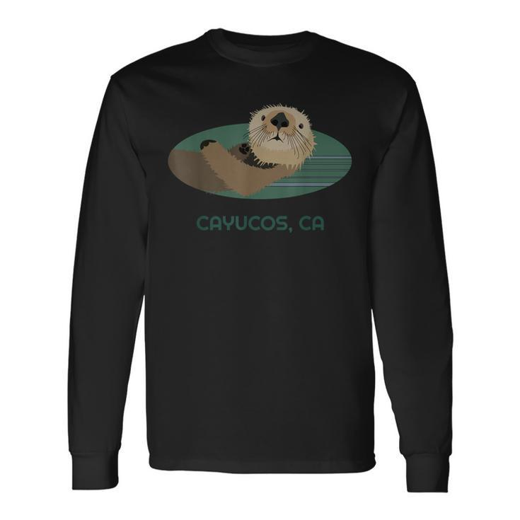 Cute Otter Cayucos California Coast Resident Fisherman Long Sleeve T-Shirt