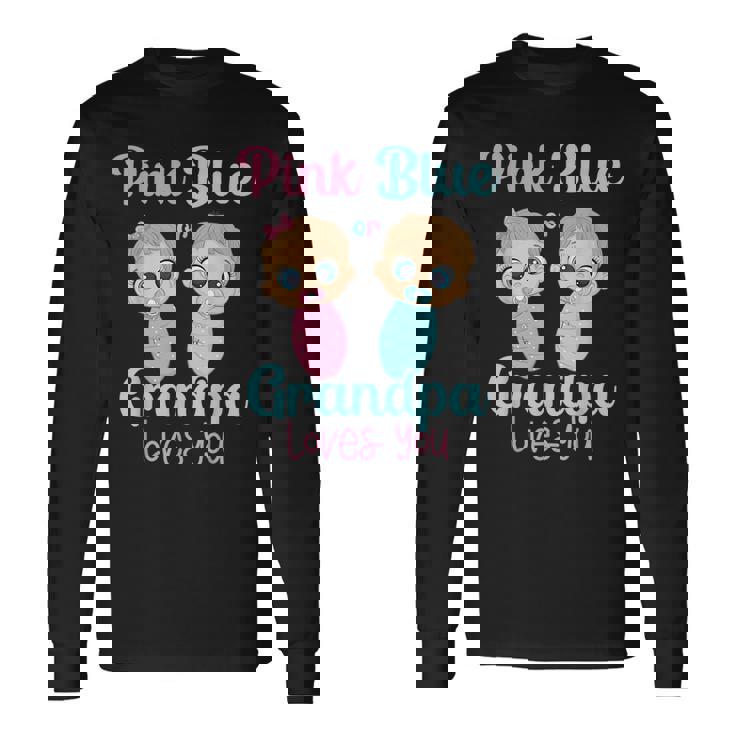 Cute Pink Or Blue Grandpa Loves You Gender Reveal Party Long Sleeve T-Shirt T-Shirt