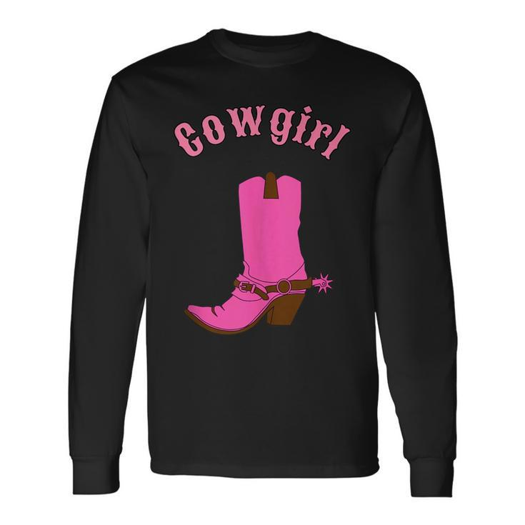 Cute Pink Cowgirl Boot Long Sleeve T-Shirt