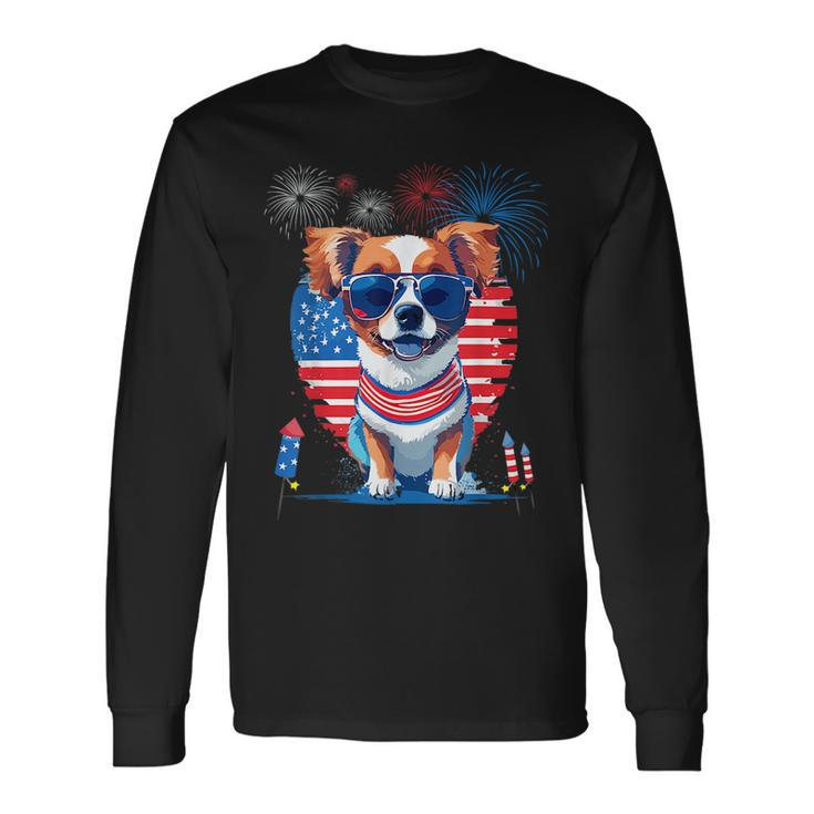 Cute Puppy Dog Lover Celebrate 4Th Of July Dog Long Sleeve T-Shirt