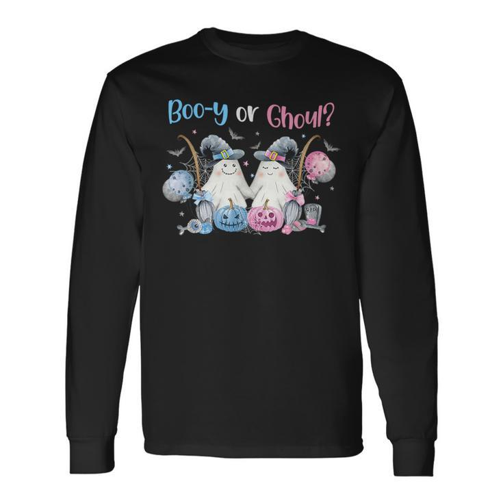 Cute Spooky Witch Ghost Boo-Y Or Ghoul Gender Reveal Long Sleeve T-Shirt
