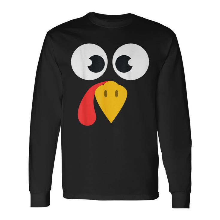 Cute Turkey Face Matching Family Costume Thanksgiving Day Long Sleeve T-Shirt