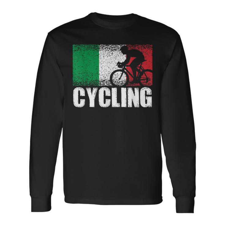 Cycling Sport Italy Flag Italian Bicycle Racing Cyclist Long Sleeve T-Shirt T-Shirt