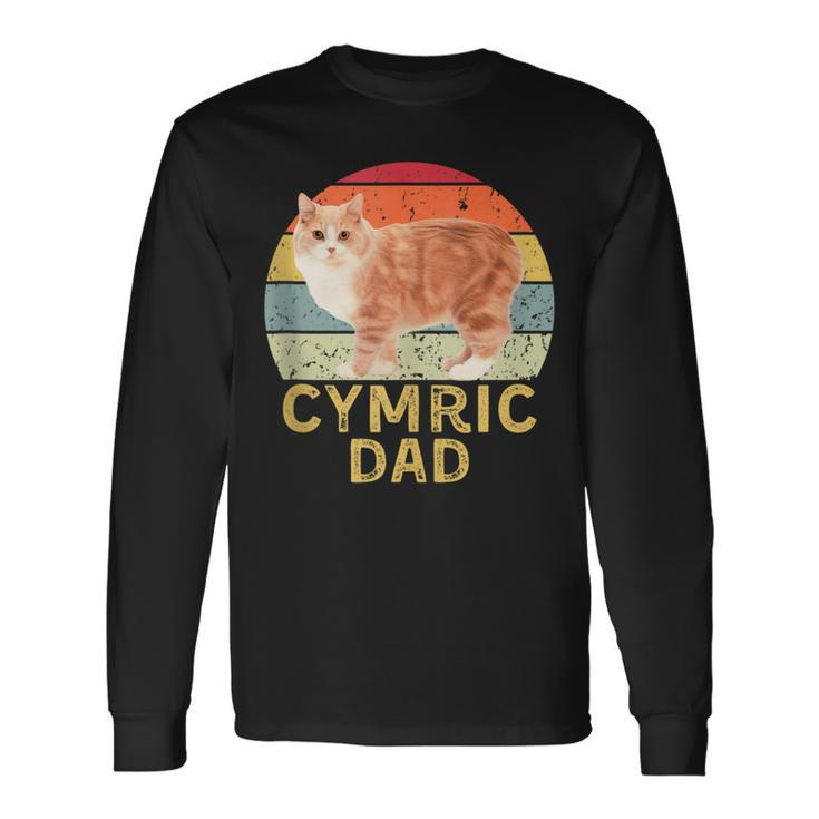 Cymric Cat Dad Retro Vintage Cats Lovers & Owners Long Sleeve T-Shirt