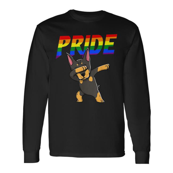 Dabbing Doberman Pinscher Lesbian Gay Lgbt Pride Long Sleeve T-Shirt T-Shirt