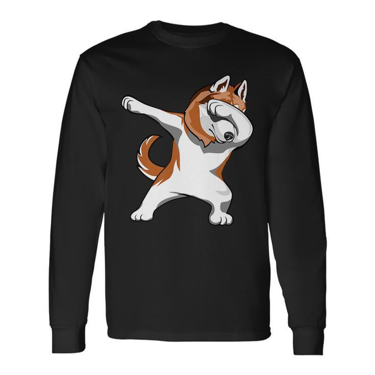 Dabbing Husky Huskies Dogs Pups Long Sleeve T-Shirt