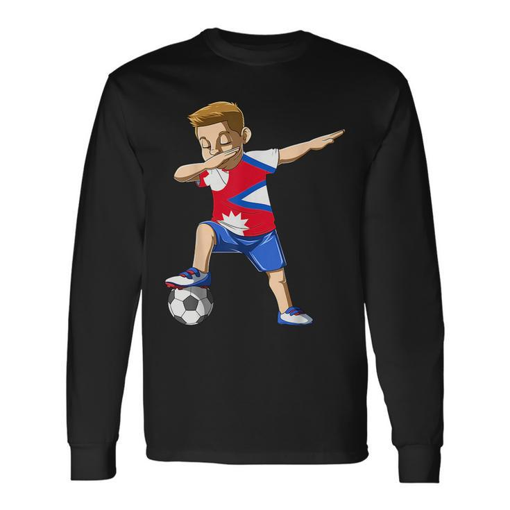 Dabbing Soccer Boy Nepal Jersey Nepalese Long Sleeve T-Shirt T-Shirt Gifts ideas
