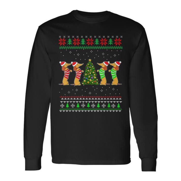 Dachshund Dog Christmas Ugly Sweater Dachshund Xmas Long Sleeve T-Shirt