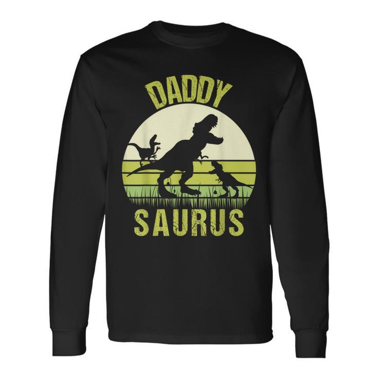Daddy Dinosaur Daddysaurus 2 Two Fathers Day Long Sleeve T-Shirt T-Shirt