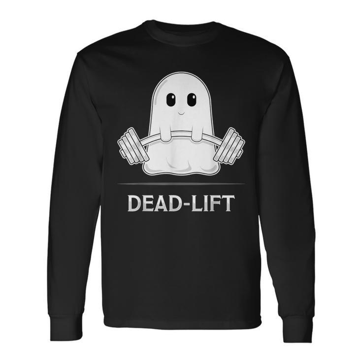 Deadlift Halloween Ghost Weight Lifting Workout Long Sleeve T-Shirt
