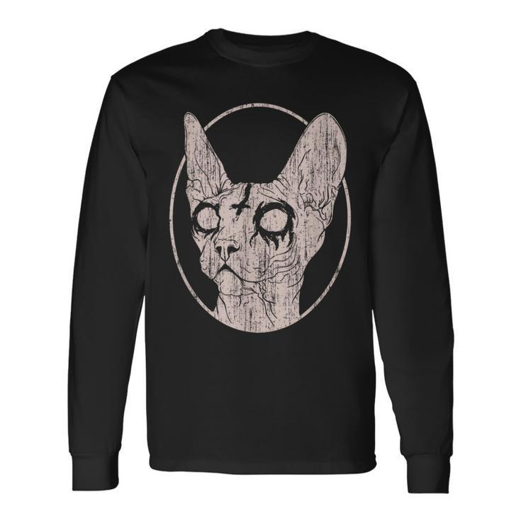 Death Metal Sphynx Cat Long Sleeve T-Shirt