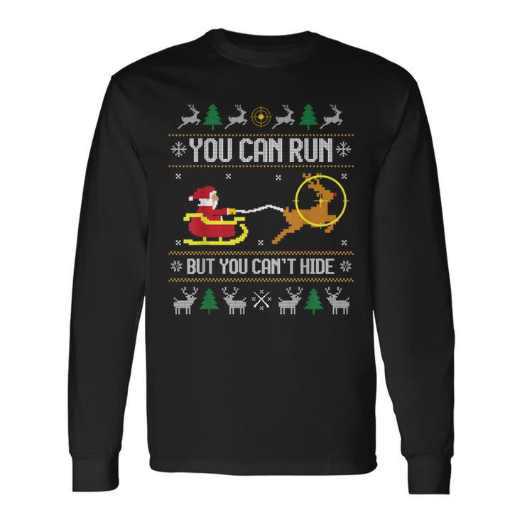 Deer Hunting Santa Claus Hunter Hunt Ugly Christmas Sweater Long Sleeve T-Shirt