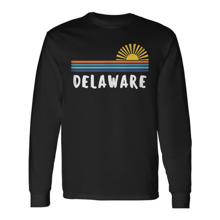 Delaware Home State Pride Retro Vintage Sunrise Long Sleeve T-Shirt T-Shirt