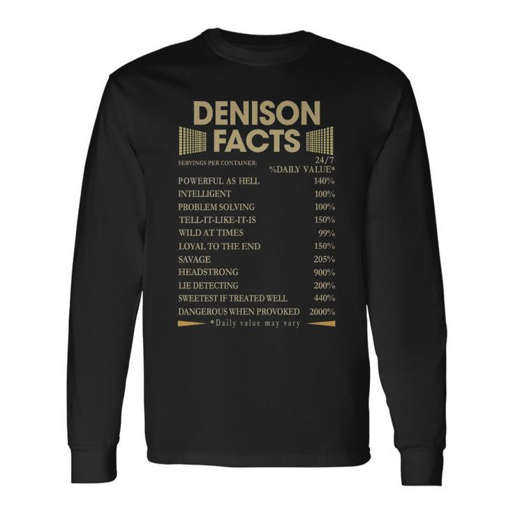 Denison Name Denison Facts V2 Long Sleeve T-Shirt