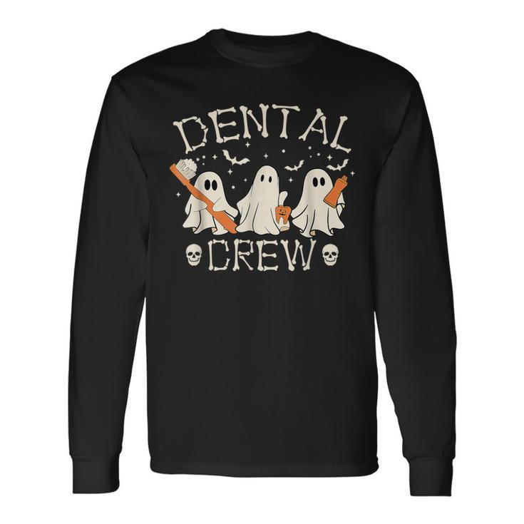 Dental Crew Boo Th Dentist Hygiene Retro Halloween Long Sleeve T-Shirt