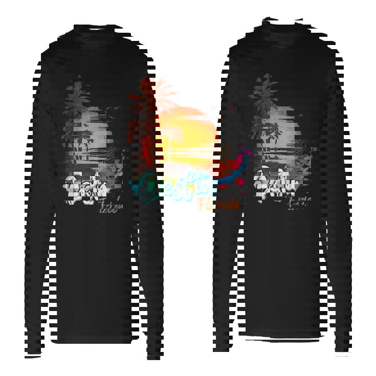 Destin Florida Beach Summer Vacation Palm Trees Sunset Florida & Merchandise Long Sleeve T-Shirt T-Shirt