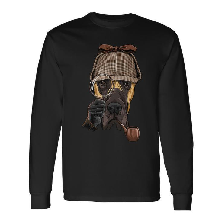 Detective Great Dane Spy Investigator Puppy Animal Dog Lover Long Sleeve T-Shirt Gifts ideas