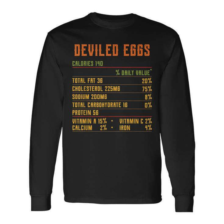 Deviled Eggs Nutrition Facts Thanksgiving 2021 Retro Vintage Long Sleeve T-Shirt T-Shirt