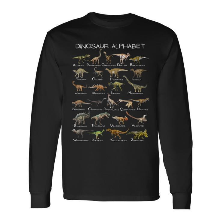 Dinosaur Alphabet Abc Dino Paleontology Educational Long Sleeve T-Shirt