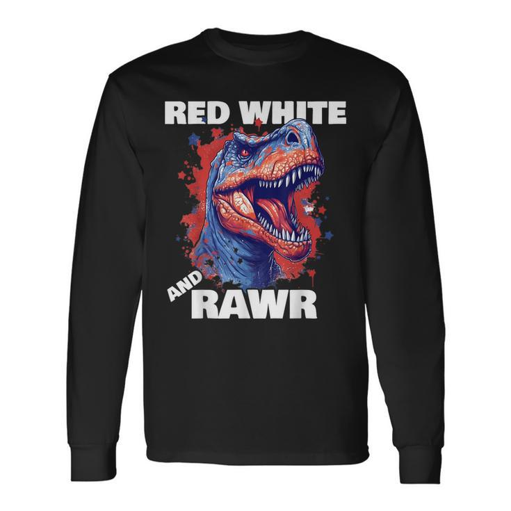 Dinosaur Red White Rawr American Flag 4Th Of July Rex Boy Long Sleeve T-Shirt T-Shirt