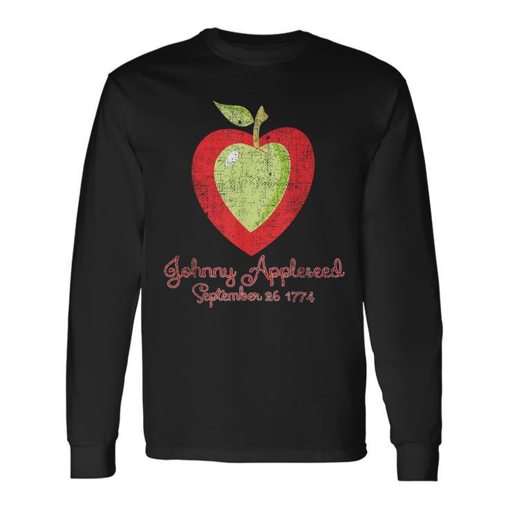 Distressed Johnny Appleseed Apple Tree Farmer Orchard Long Sleeve T-Shirt