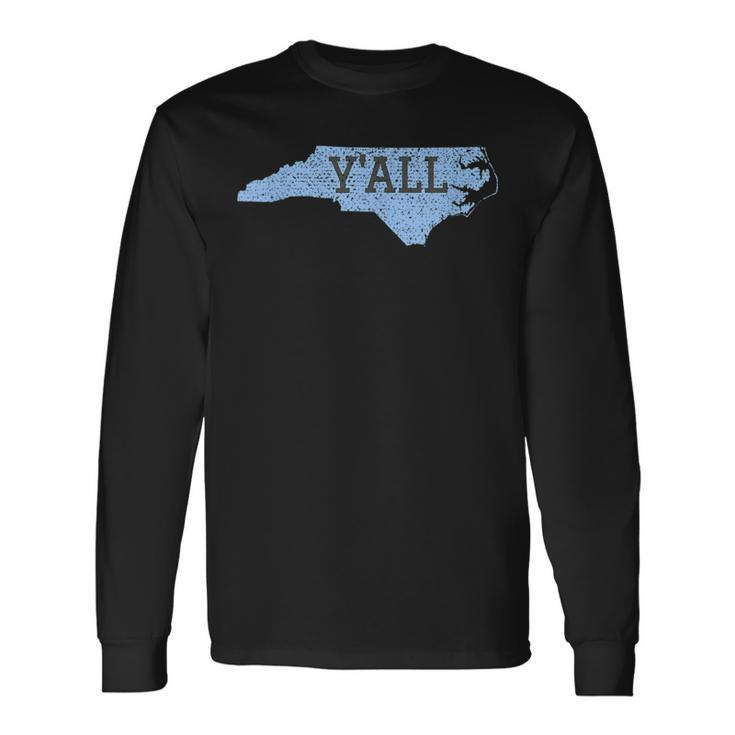 Distressed Yall North Carolina Long Sleeve T-Shirt