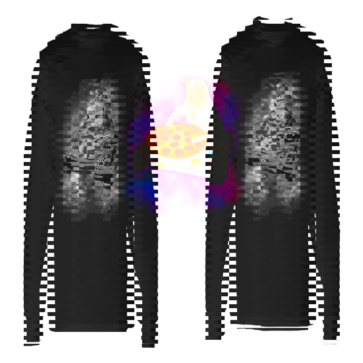 Dj Cat Eats Pizza In Galaxy Long Sleeve T-Shirt Gifts ideas