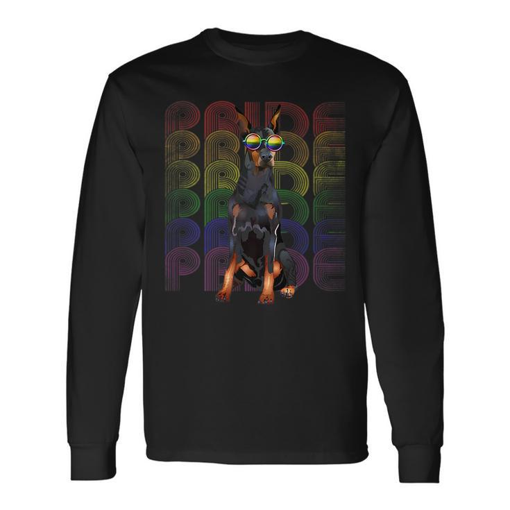 Doberman Lgbt-Q Flag Gay Pride Lesbian Dog Lgbt Month Long Sleeve T-Shirt T-Shirt