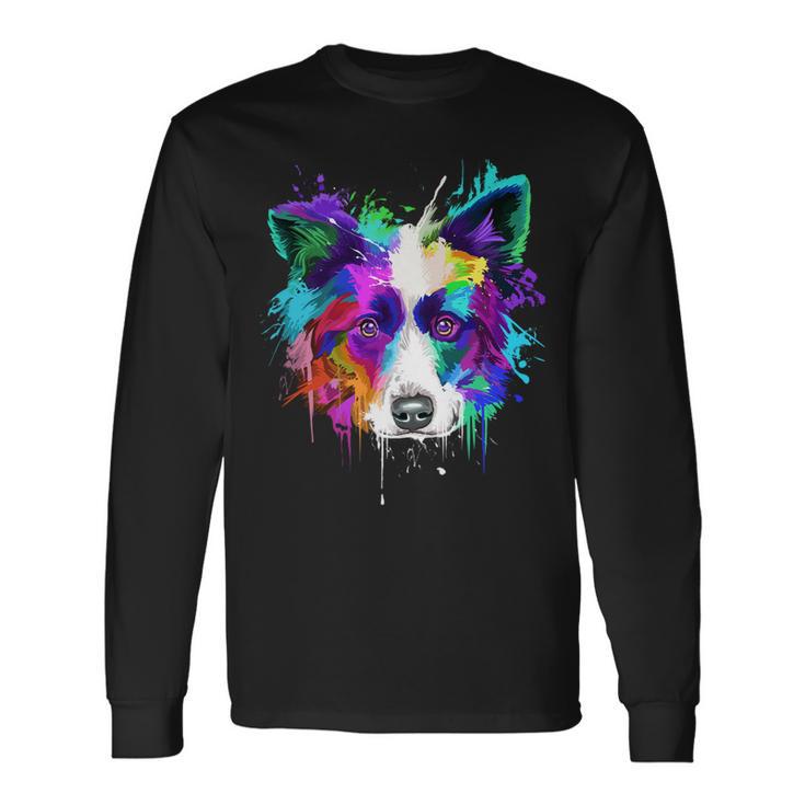 Dog Border Collie Splash For Dog Lovers Long Sleeve T-Shirt