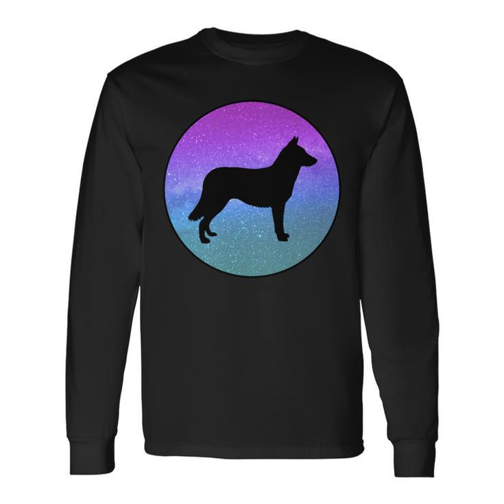 Dog Breed Lapponian Herder Dog Silhouette Space Galaxy Long Sleeve T-Shirt