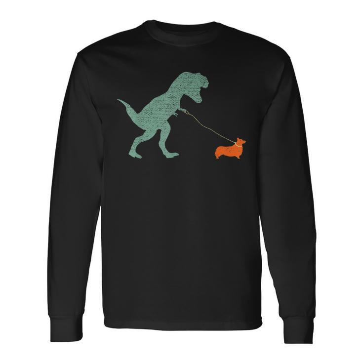 Dog Dinosaur Vintage Tyrannosaurus Rex & Corgi Long Sleeve T-Shirt T-Shirt