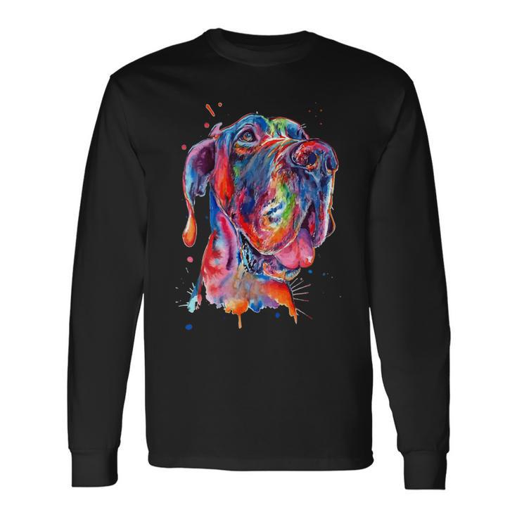 Dog Great Dane Splash Art Dane Long Sleeve T-Shirt