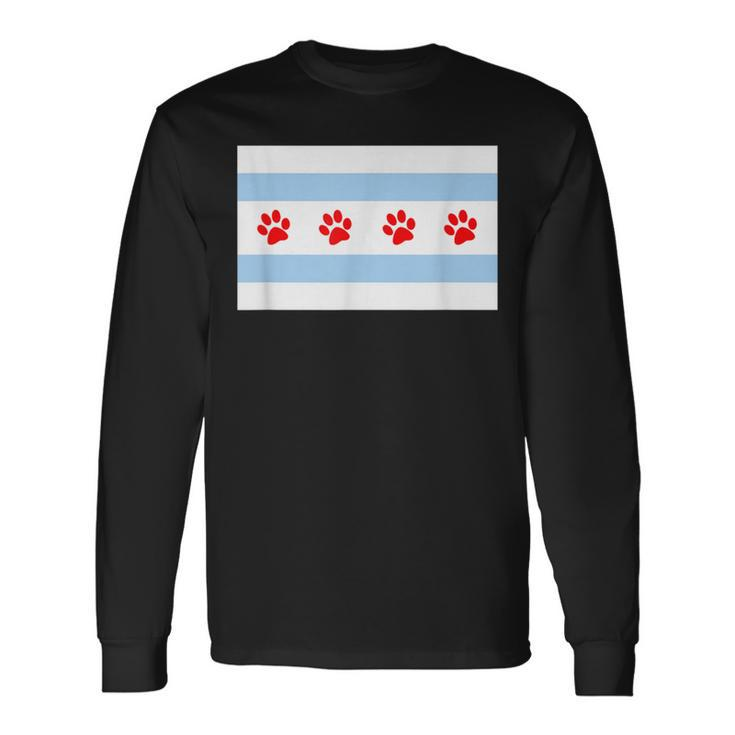 Dog Lovers Chicago Flag Paw Prints Custom T Long Sleeve T-Shirt