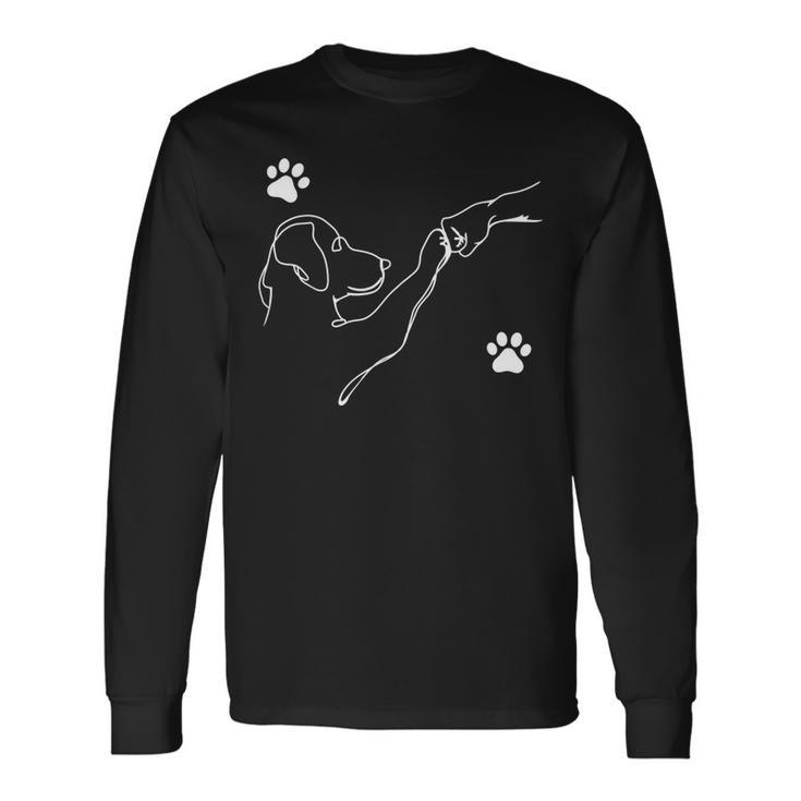 Dog And People Punch Hand Dog Friendship Fist Bump Dog's Paw Long Sleeve