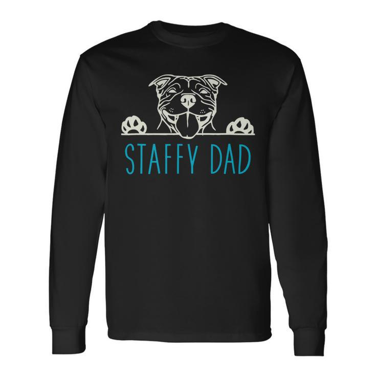 Dog Staffordshire Staffy Dad With Staffordshire Bull Terrier Dog Long Sleeve T-Shirt