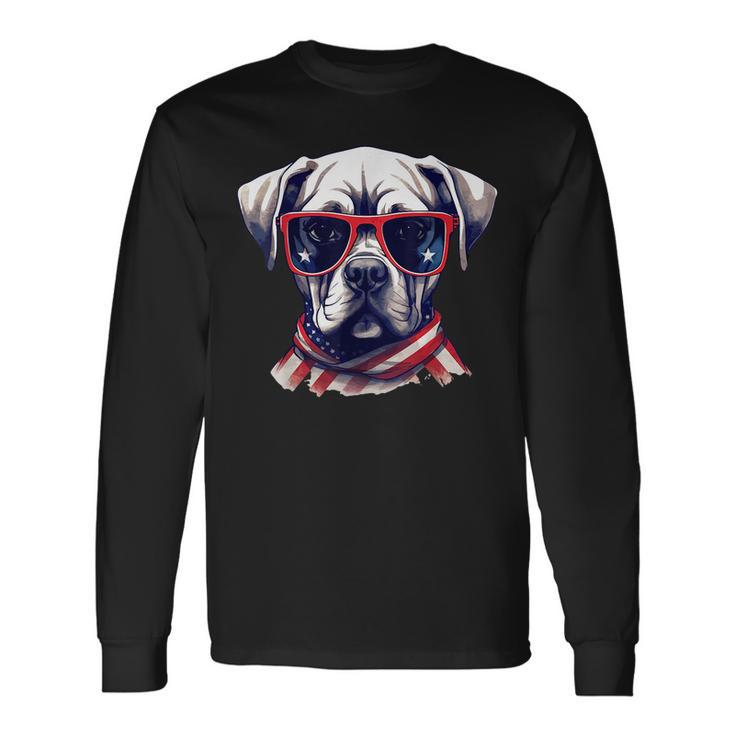 Dog Sunglasse American Flag Fathers Day & 4Th Of July Long Sleeve T-Shirt T-Shirt