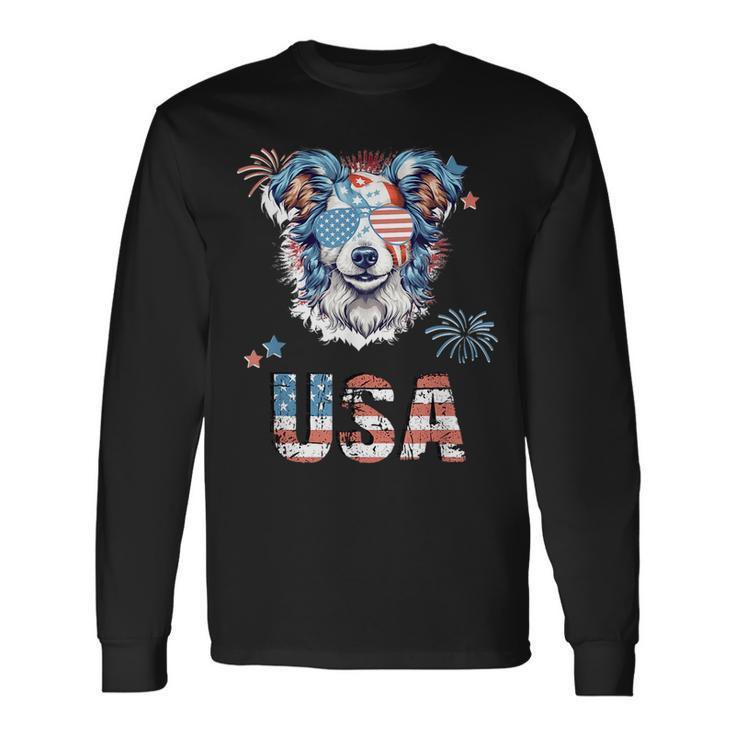 Dog With Usa Letters 4Th Of July Patriotic Long Sleeve T-Shirt Gifts ideas