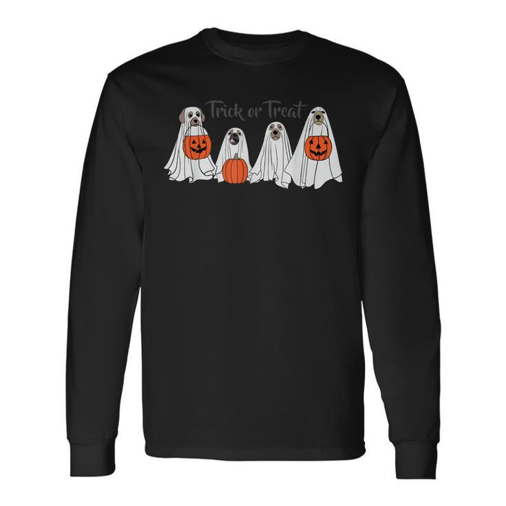 Dogs In Ghost Costume Trick Or Treat Halloween Long Sleeve T-Shirt Gifts ideas