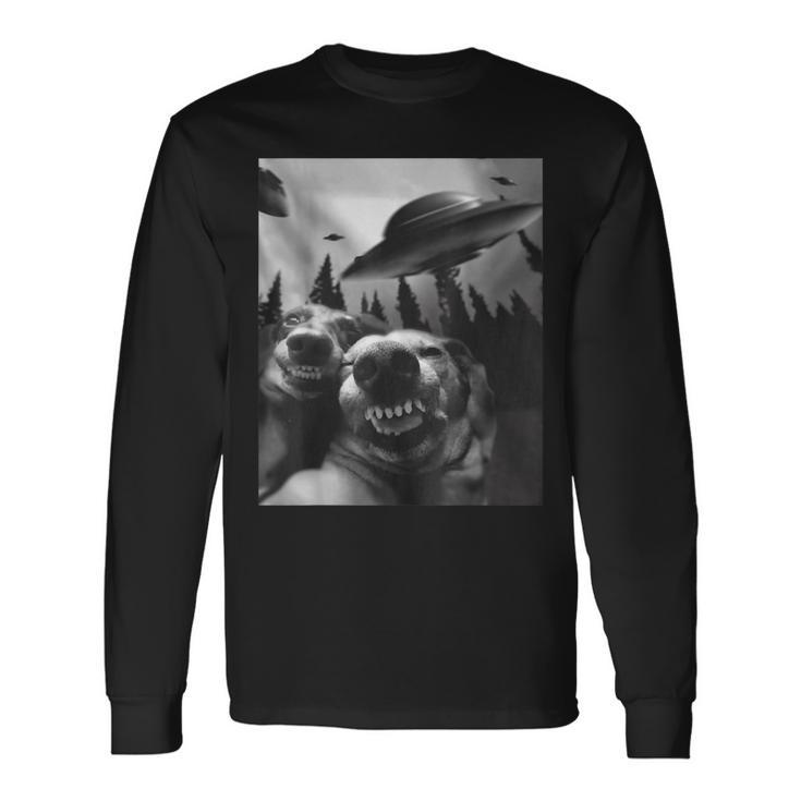 Dogs Selfie With Ufos Long Sleeve T-Shirt